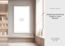 Promotion Poster on Cosmetic Shop Mockup PSD Screenshot 1