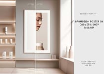 Promotion Poster on Cosmetic Shop Mockup PSD Screenshot 2